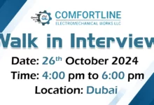 Comfortline Walk in Interview in Dubai