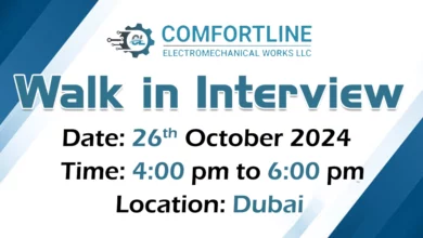 Comfortline Walk in Interview in Dubai