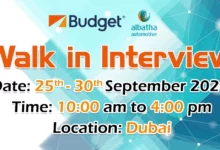 Budget Rent a Car Walk in Interview in Dubai