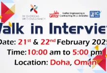 Galfar Engineering Walk in Interview in Doha & Oman