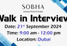 Sobha Construction Walk in Interview in Dubai