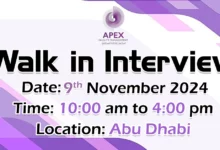 APEX Facility Walk in Interview in Abu Dhabi