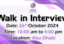 APEX Facility Walk in Interview in Abu Dhabi