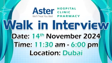 Aster DM Healthcare Walk in Interview in Dubai