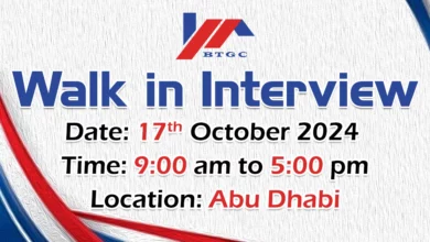 BTGC Walk in Interview in Abu Dhabi