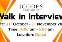 Codes Construction Walk in Interview in Dubai