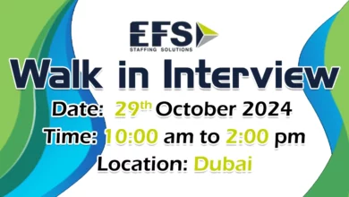 EFS Staffing Walk in Interview in Dubai