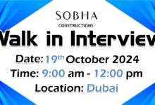 Sobha Construction Walk in Interview in Dubai