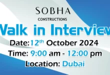 Sobha Construction Walk in Interview in Dubai