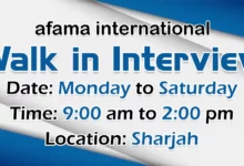 Afama International Walk in Interview in Sharjah