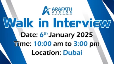 Arafath Vision HR Walk in Interview in Dubai