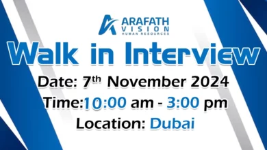 Arafath Vision HR Walk in Interview in Dubai