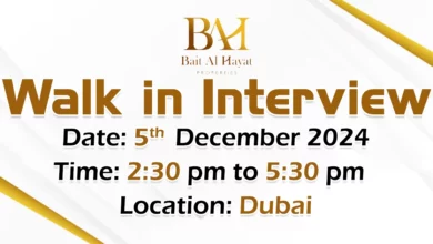 Bait Al Hayat Walk in Interview in Dubai