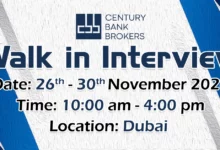 Century Bank Brokers Walk in Interview in Dubai