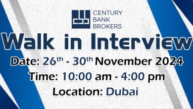 Century Bank Brokers Walk in Interview in Dubai