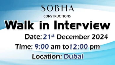 Sobha Construction Walk in Interview in Dubai