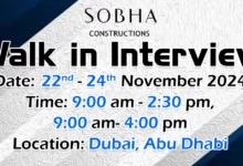 Sobha Construction Walk in Interview in Dubai & Abu Dhabi