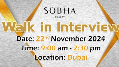 Sobha Realty Walk in Interview in Dubai