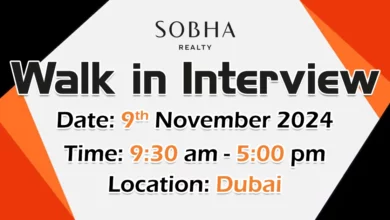 Sobha Realty Walk in Interview in Dubai