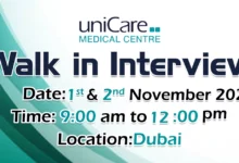 Unicare Medical Walk in Interview in Dubai