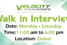 Velocity Limousine Walk in Interview in Dubai