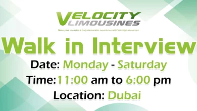 Velocity Limousine Walk in Interview in Dubai