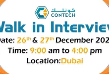 Contech Engineering Walk in Interview in Dubai