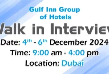 Gulf Inn Hotel Walk in Interview in Dubai