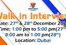 Johnson Arabia Walk in Interview in Dubai