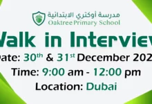 Oaktree Primary School Walk in Interview in Dubai