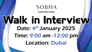 Sobha Construction Walk in Interview in Dubai