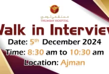 Thumbay University Hospital Walk in Interview in Ajman