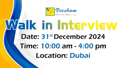 Veesham Printing Walk in Interview in Dubai