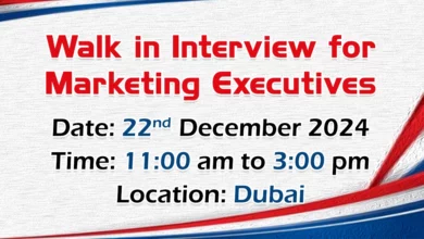 Walk in Interview for Marketing Executives in Dubai