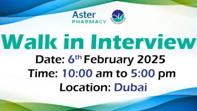 Aster Pharmacy walk in interview in Dubai