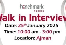 Benchmark Foods Walk in Interview in Ajman