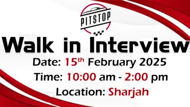 Pit Stop Walk in Interview in Sharjah