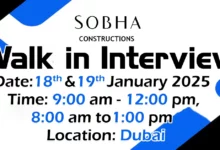 Sobha Construction Walk in Interview in Dubai