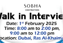 Sobha Construction Walk in Interview in Dubai & RAK