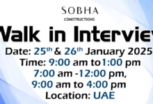 Sobha Construction Walk in Interview in UAE