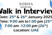 Sobha Construction Walk in Interview in UAE