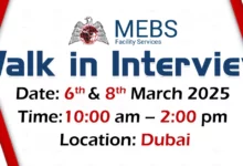 MEBS Facility Walk in Interview in Dubai