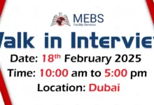 MEBS Facility Walk in Interview in Dubai