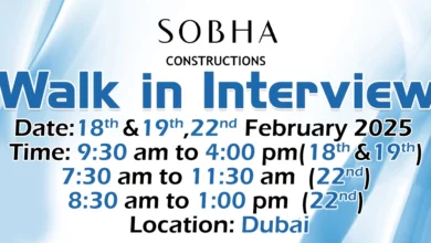 Sobha Construction Walk in Interview in Dubai