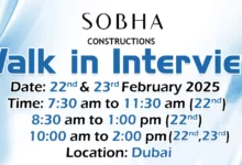 Sobha Construction Walk in Interview in Dubai