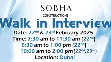 Sobha Construction Walk in Interview in Dubai