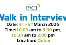 PACT Walk in Interview in Dubai